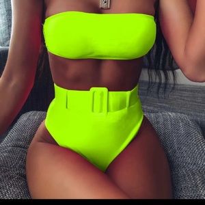 SheIn Belted High Waisted Bandeau Bikini
